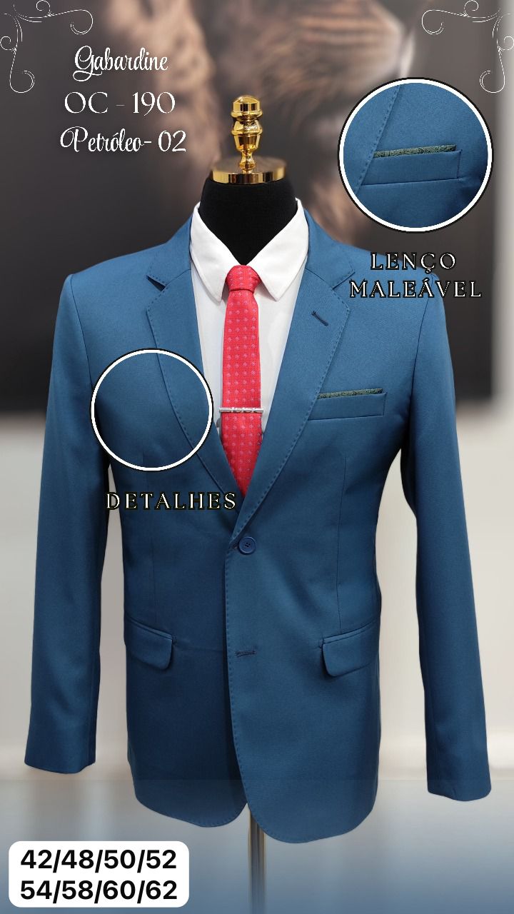 Terno Gabardine Azul Petróleo