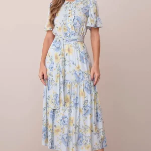 Vestido Midi na Viscose Estampado Catharina - Tata Martello Azul - 304