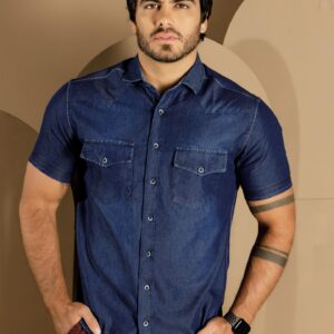 Camisa Jeans Manga Curta