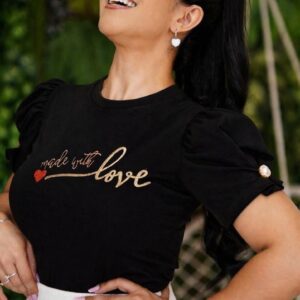 Blusa Malha Bordada - foto 01 - Preto