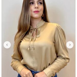 Blusa Cetim Manga Longa M - 159,90