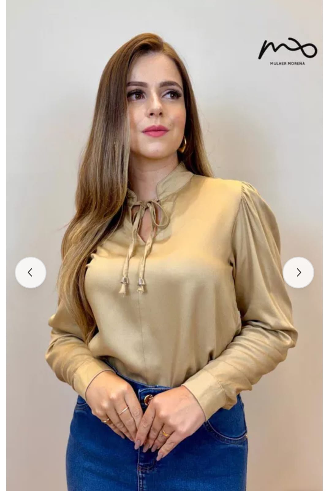 Blusa Cetim Manga Longa M - 159,90